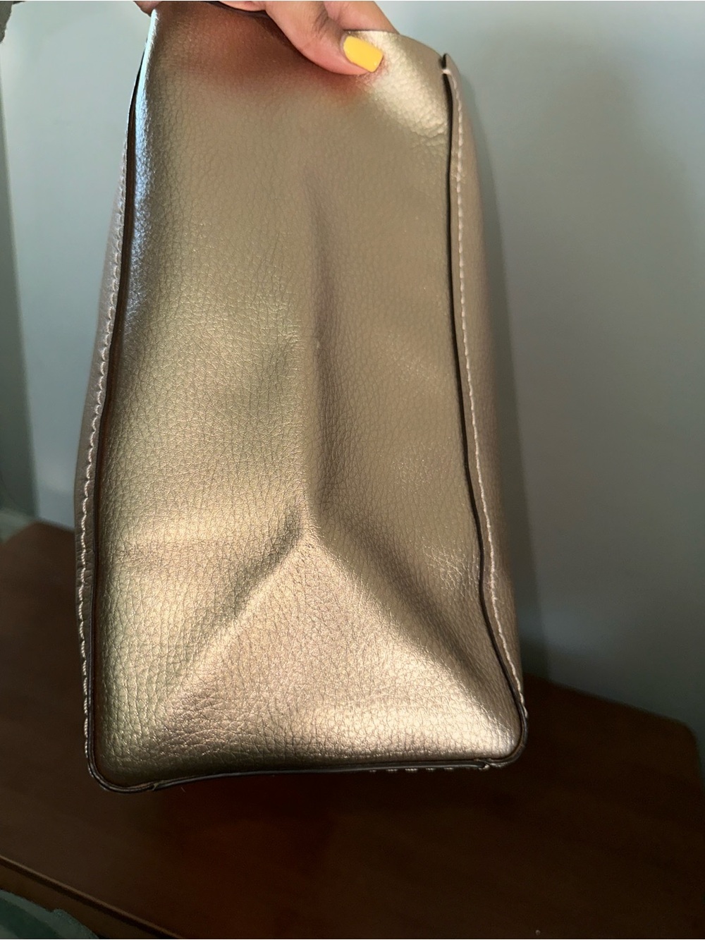 Coach Derby Metallic Rose Gold Tote with Pink Top Handles - Picture 9 of 13